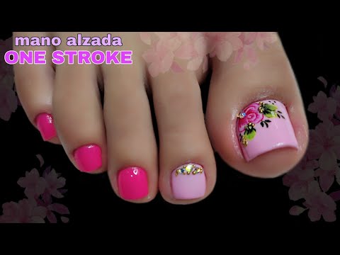 Uñas de PIE DECORADAS/muy BONITAS/Mano Alzada/ONE STROKE ❤️