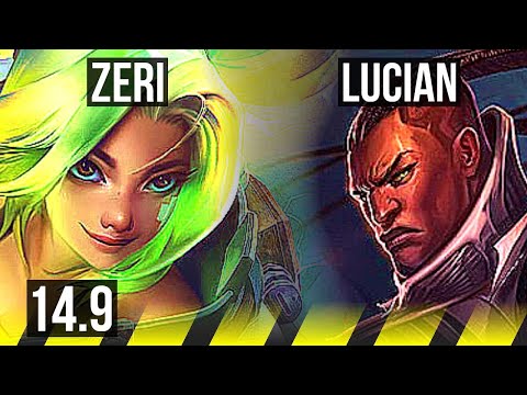 ZERI & Pyke vs LUCIAN & Rakan (ADC) | 66% winrate, Legendary, 15/4/11 | KR Grandmaster | 14.9