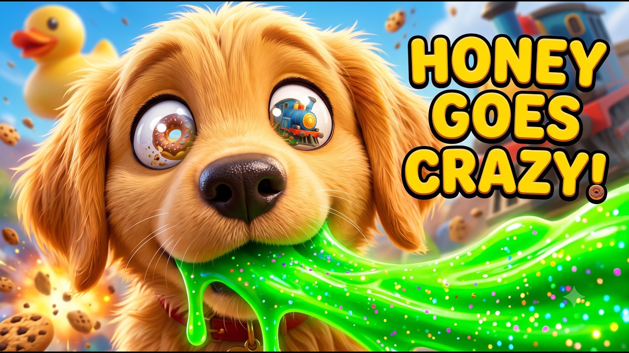 Honey Goes Crazy! 🍩 Giant Toys, Slime & Puppy Escapes!