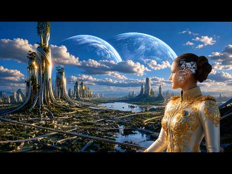 Golden Futuristic Desert City | 1 Hour Peaceful Sci-Fi Ambient Music for Sleep & Focus