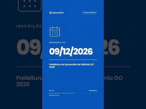 Saiu Edital do Concurso Prefeitura de Aparecida de Goiânia GO 2026 para Professor de Português.