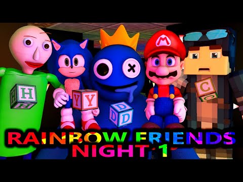 CraftTastic - RAINBOW FRIENDS Chapter 1 VS SONIC MARIO BALDI STEVE Roblox CHALLENGE Night 1 Minecraft Animation