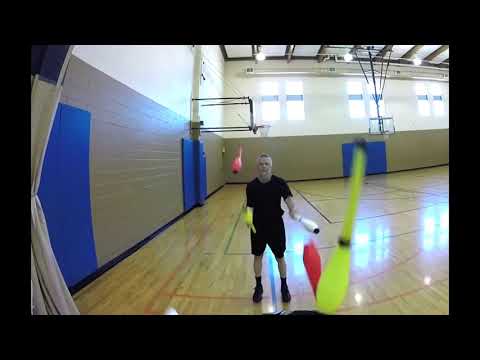 POV of Juggler Pass Juggling Multiple Batons With Partner - 1217888-5