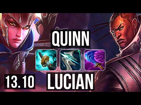 QUINN vs LUCIAN (TOP) | Rank 3 Quinn, 1300+ games, Godlike, 9/3/8 | KR Grandmaster | 13.10