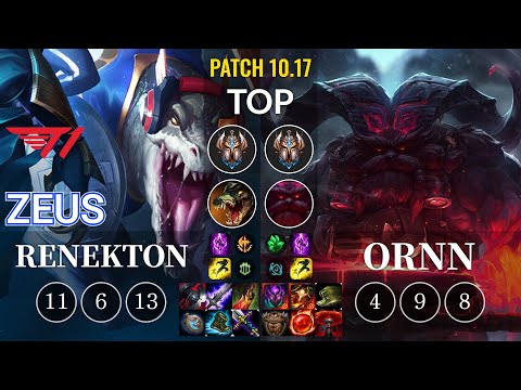 T1 Zeus Renekton vs Ornn Top - KR Patch 10.17