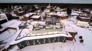 Aerial footage of the snowfall at Wheaton College
