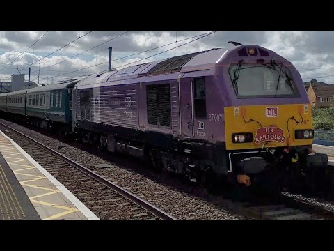 DB 67007 thrashes North though Grantham on The Royal Edinburgh Military Tattoo: Day 1 11/08/2023