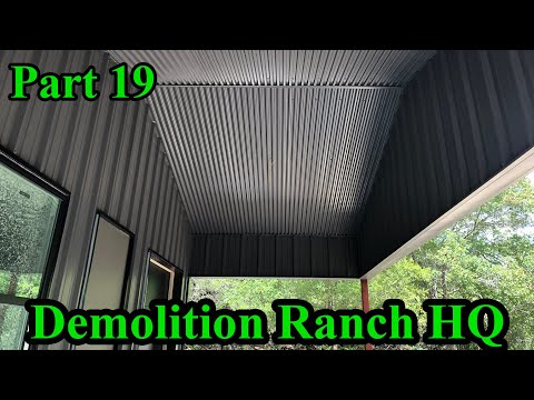 Metal Soffits, rain collection, and OHD installation | Demolition Ranch HQ Build Part 19