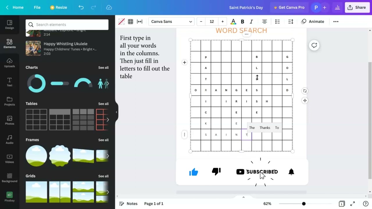 How to Create a Saint Patrick's Day Word Search Game Printable with Canva to Sell on Etsy