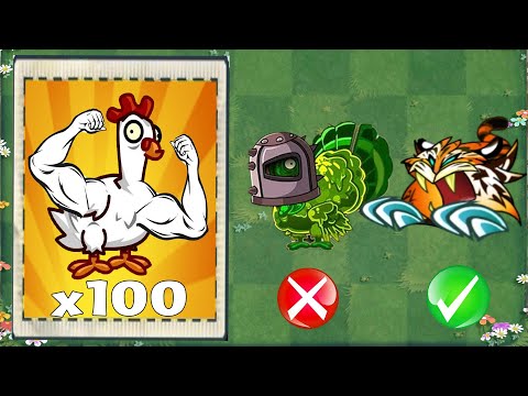Pvz 2 Gameplay - All Plants VS 99 CHicken ZOmbie - Which Plant Will Win