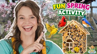 Spring Backyard Adventure for Kids 🌿 Making a Bird Feeder w/ Silly Miss Lily 🐦 Fun Learning Activity