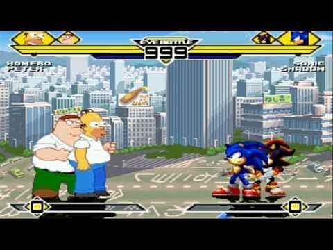 Homero & Peter vs Sonic & Shadow MUGEN Battle!!!