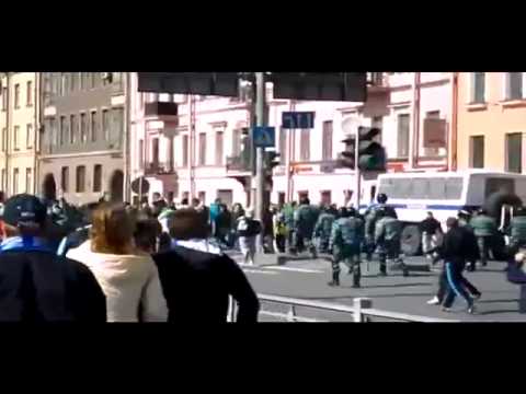 Football Hooligans Spartak Moscow and Zenit st Petersburg And the police