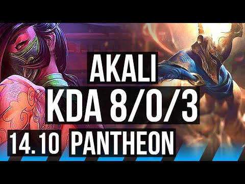AKALI vs PANTHEON (MID) | 8/0/3, 900+ games, Legendary | KR Master | 14.10