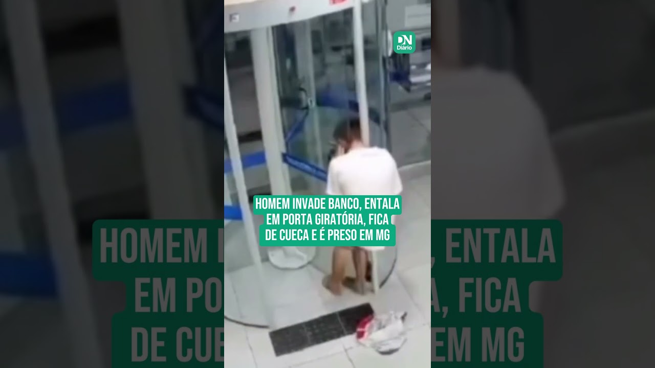 Imagem da notícia Suspeito entala em porta giratória ao invadir banco; veja vídeo