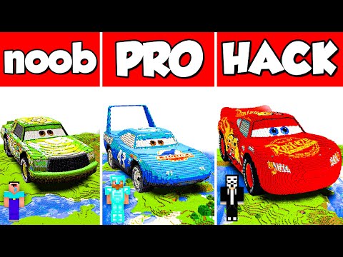 Minecraft LIGHTNING MCQUEEN & KING DINOCO & CHICK HICKS - NOOB vs PRO vs HACKER/ Animation