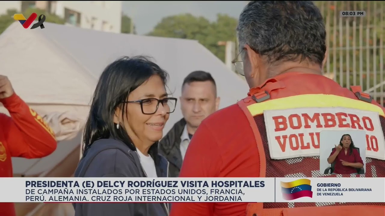 Delcy Rodríguez visitó hospitales de campaña de Estados Unidos, Francia, Cruz Roja y otros