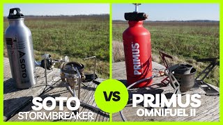 Primus Omnifuel II vs. Soto Stormbreaker, Benzinkochervergleich, Multifuel-Kocher, Gaskocher