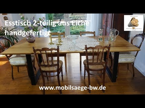 Esstisch 2 teilig Eiche mit schweizer Kante und Sichtfuge
