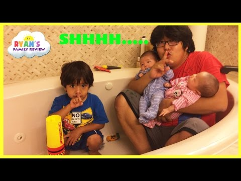 Kid Plays Hide N Seek with Twins baby sisters! Family Fun Playtime with Ryan's Family Review
