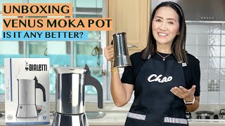 MOKA POT FOR INDUCTION, ELECTRIC & GAS STOVETOPS: 4-CUP MOKA POT VENUS & TESTING THE FIRST BREW