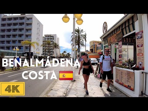 🇪🇦[4K] Benalmadena Costa Spain Sunny City Walk | Málaga, Costa del Sol