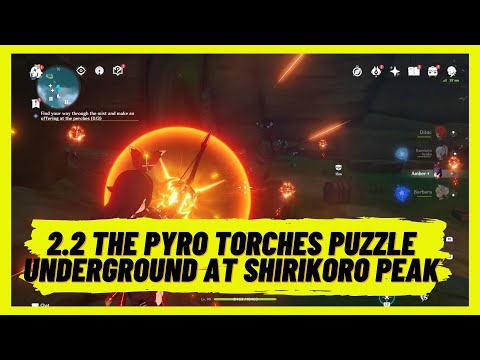 Genshin Impact 2.2 - The Pyro (Fire) Torches Puzzle Underground at Shirikoro Peak on Tsurumi Island