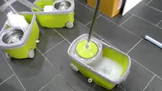 PREMIE Easy Magic Spin Mop Stainless Steel Rotation Dryer Cleaner Bucket With Wheel (Blue)