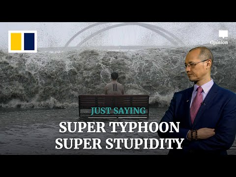 Super stupid behaviour during a super typhoon in Hong Kong
