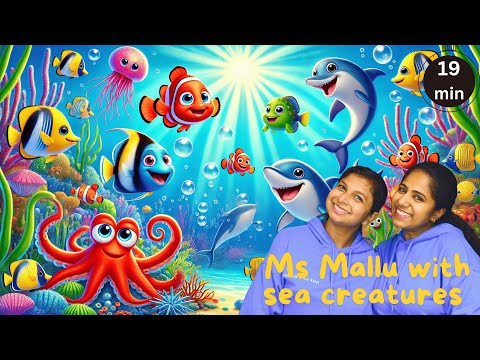 Learn Sea creatures for Kids with Ms Mallu | Kids Songs - Educational Videos for Kids and Toddlers