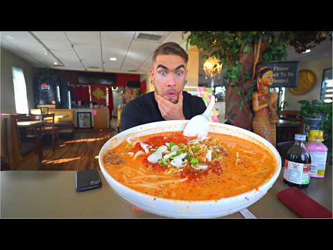 MOST PAINFUL SPICY THAI NOODLE SOUP CHALLENGE (Spice Level 20) | Joel Hansen