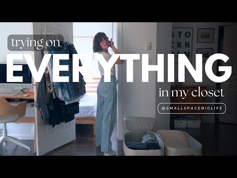 TRYING EVERYTHING ON IN MY WARDROBE (and how I keep it small and functional!)