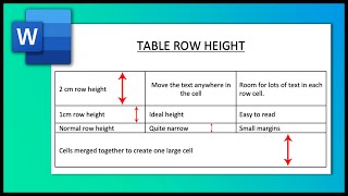 Change Table Row Height, Position of Text and Merge Cells in Word