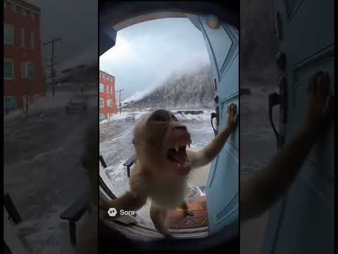 SAVE THIS MONKEY!?#ai #funny #monkey #sora #ring #tsunami #animals