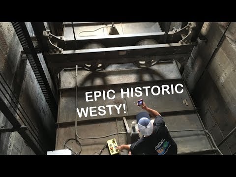 A look at a historic Westinghouse elevator with car top ride (elevator surfing) 🏄