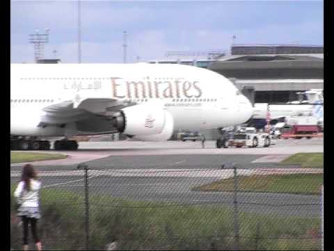 Airbus A380-800. Emirates. Manchester Airport Viewing Park 14.08.11