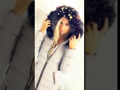 ‘Roxy’ Grey Long Puffer Coat with Faux-Fur Hood