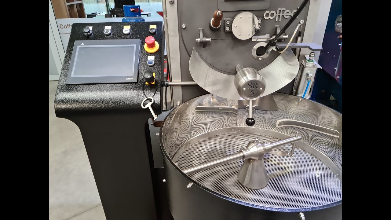 Coffee roaster SR5 automatic Coffed. Batch size 2-6 kg. PLC controller with a 10” touch panel.