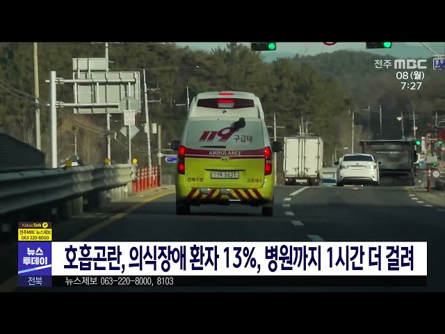 호흡곤란, 의식장애 환자 13%, 병원까지 1시간 더 걸려