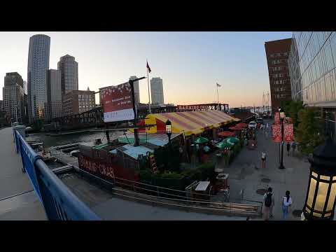 Clip: Boston MA Seaport Blvd Bridge Summer Sunset