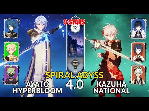 New 4.0 Spiral Abyss│Ayato Hyperbloom & Kazuha National |Floor 12 - 9 Stars| Genshin Impact