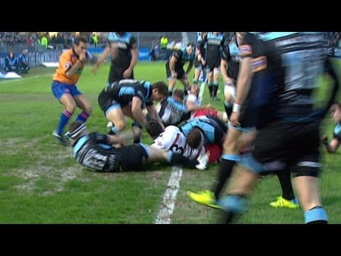 Matt Scott does well to score great Try - Glasgow Warriors v Edinburgh 26th April 2014