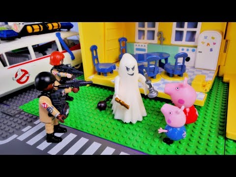 Bajka Świnka Peppa Playmobil po polsku -  Duch i nawiedzony dom Peppa i George