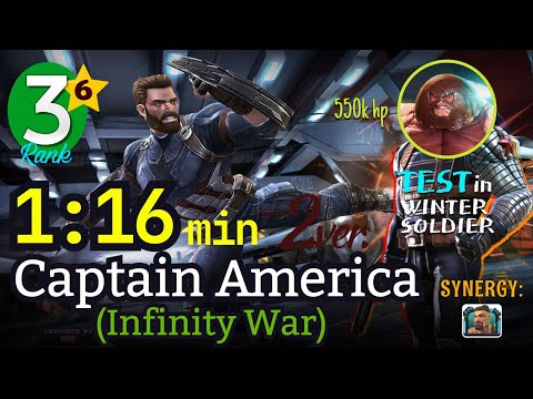 6* Rank-3 Captain America (Infinity War) 1:16 min [No-boost] Synergy: Hercules, Test in ROL #mcoc