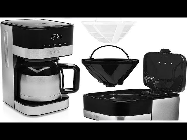 Vídeo relacionado con Princess Cafetera de Acero Inoxidable en Negro, Capacidad de 1,5 L para 10 a 15 Tazas, Temporizador Digital, Sistema Antigoteo, Apagado Automático, Fácil de Limpiar, 01.246060.01.001