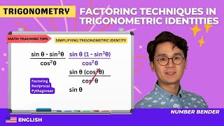 Factoring in Trig Identities teaching video thumbnail