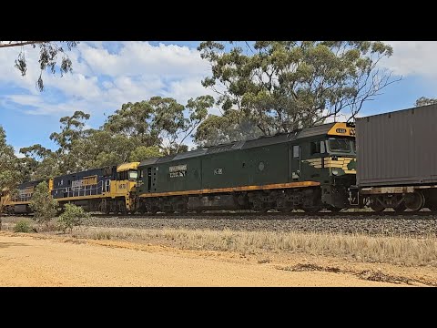 6PM6 PN up "Linfox Express" (NR61, NR78, G538), Perth to Melbourne, 1550, 27/1/25, Stawell West VIC