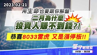 【量子戰情室】#陳武傑 0221 用生命也要跟你解盤…二月為什麼投資人賺不到錢?!恭喜8033雷虎 又是漲停板!! (圖)