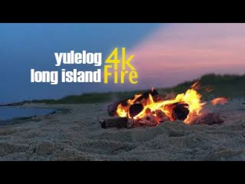 Outdoor Crackling Beach Fireplace Sunset Campfire RELAX White Noise 2HRS [Yule Log Long Island]