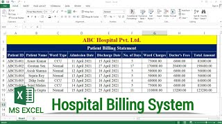 How to Create Hospital Billing Statement in Excel | Patient Billing in MS Excel | Billing in Excel